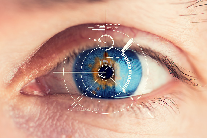 眼部扫描仪,蓝色眼睛,安全,角膜,视网膜,人的眼睛,虹膜,视力测验,生物识别,医学扫描仪器