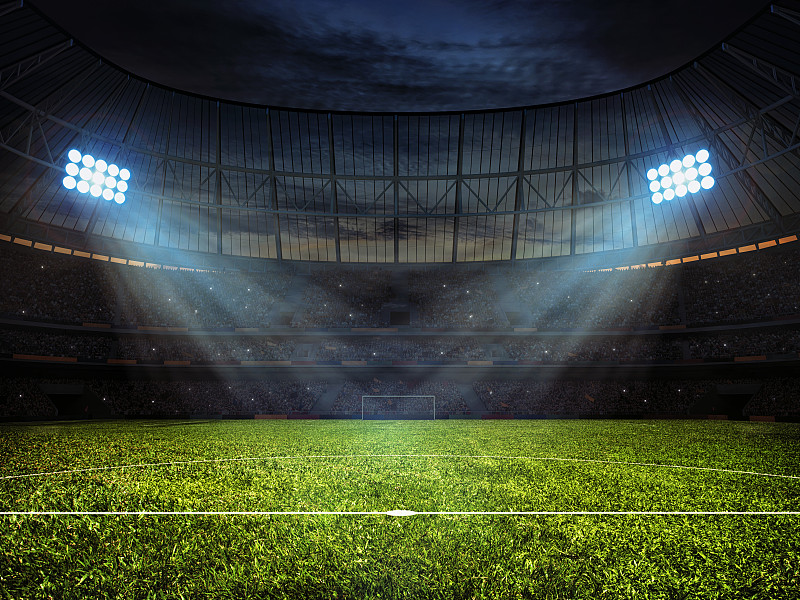 泛光照明,体育场,橄榄球,球,奖杯,夜晚,灯,草,想法,运动