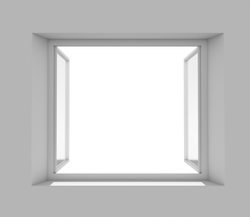 窗户,墙,无人,开着的,白色,正面视角,水平画幅,玻璃,白色背景,背景分离