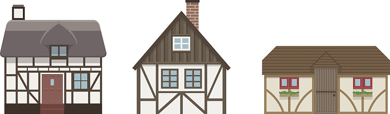 房屋,小别墅,外立面,墙,茅屋屋顶,无人,绘画插图,家庭生活,纯净,石材