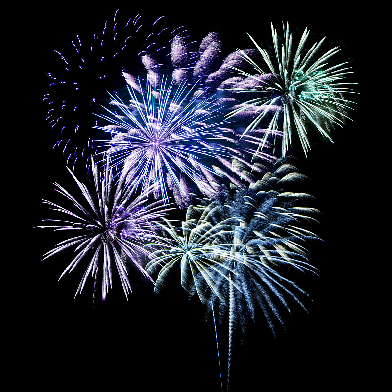 焰火,黑色背景,放焰火,美国国庆日,留白,夜晚,无人,新年,闪烁发光,特写