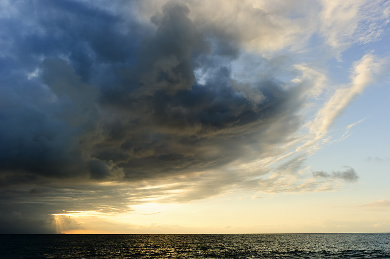 乌云,暴风雨,天气,海洋,预兆的,太阳,天空,美,灵性,气候