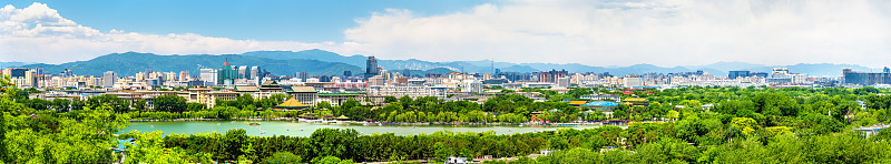 北京,都市风景,景山公园,美国的北京烤鸭,天空,高视角,忙碌,东亚,顶部,现代
