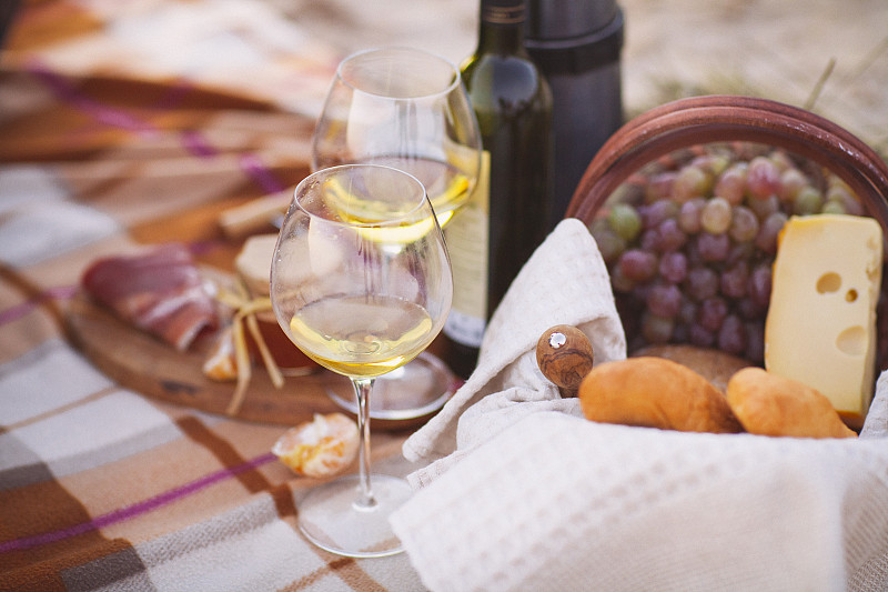 葡萄酒,面包,野餐,秋天,海洋,葡萄,奶酪,野餐篮,从农场到餐桌,古典式