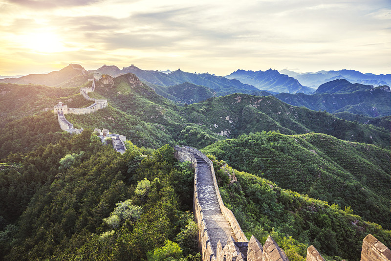 要塞,过去,围墙,北京,天空,水平画幅,墙,无人,古老的,夏天