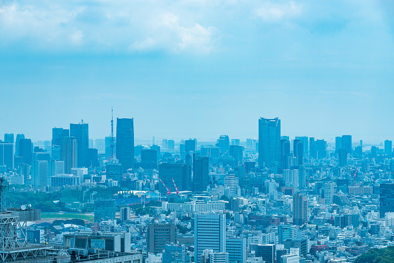 都市风景,东京,建筑,城市天际线,日本,建筑外部,天空,水平画幅,高视角,无人
