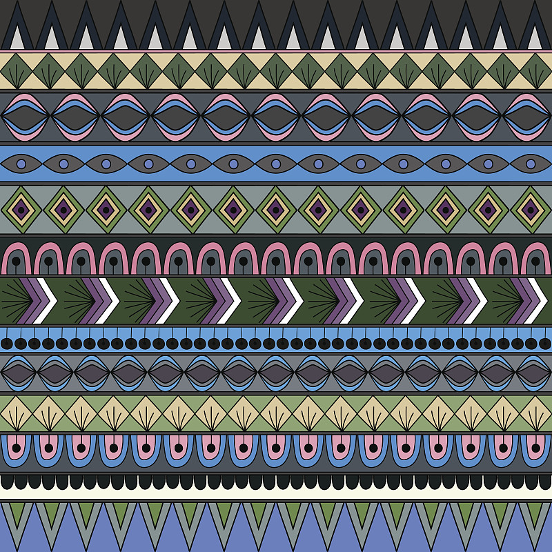 四方连续纹样,多色的,纳瓦霍族,阿兹特克文明,玛雅文明,华丽的,纹理效果,部分,纺织品,复古风格