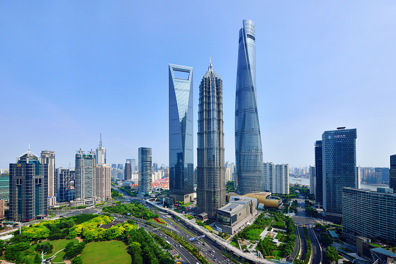 上海,著名景点,摩天大楼,金茂大厦,上海环球金融中心,城市,未来,绿色,陆家嘴,浦东