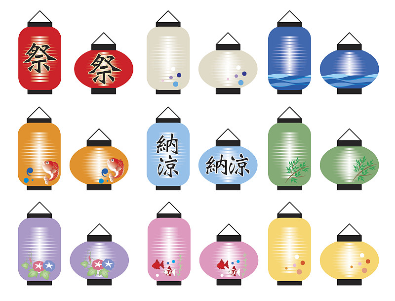 日本灯笼,绘画插图,矢量,舞台,数字9,手电筒,事件,灯笼,夜市,纸灯笼
