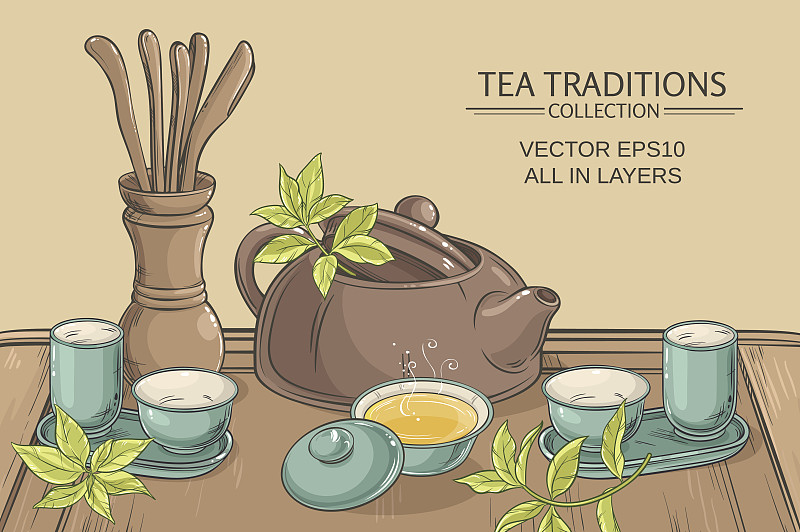 绘画插图,茶道,茶叶,中国茶,茶,下午茶,饮料,一个物体,杯,茶杯