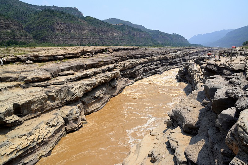 壶口瀑布,黄河,陕西省,中国,山西省,著名自然景观,天空,沟壑,水平画幅,瀑布