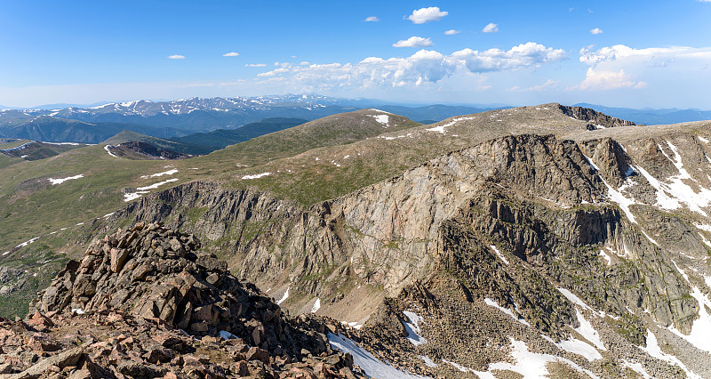 山脊,极端地形,瓜纳拉通行证,埃文斯山荒野地,朗斯峰,前山脉,六月,天空,洛矶山脉,水平画幅