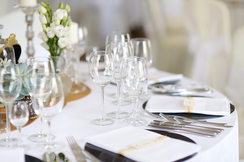 结婚宴会,桌子,事件,平衡折角灯,葡萄酒,餐饮服务职业,完美,花束,白色,餐巾