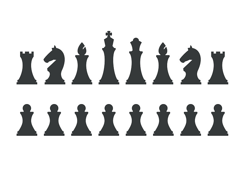 分离着色,白色背景,棋子,国际象棋,休闲活动,王卡,绘画插图,支票,计算机制图