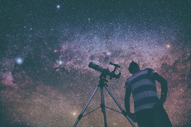 天文学,男人,望远镜,黑颈长脚鹬,天文望远镜,超新星,小行星,星星,三脚架,星座