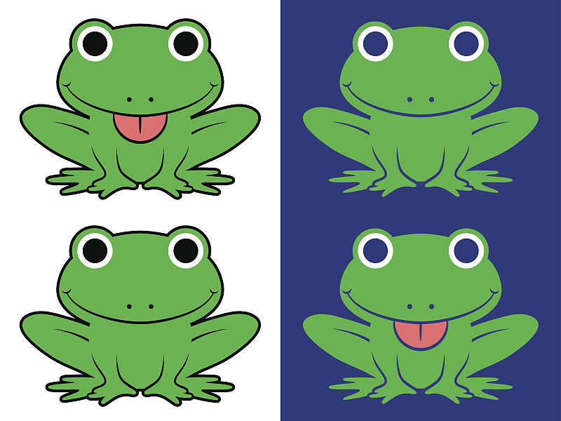 卡通,绿色,蛙,蓝色背景,白色,四只动物,动物舌头,动物形象,伸舌头,青蛙