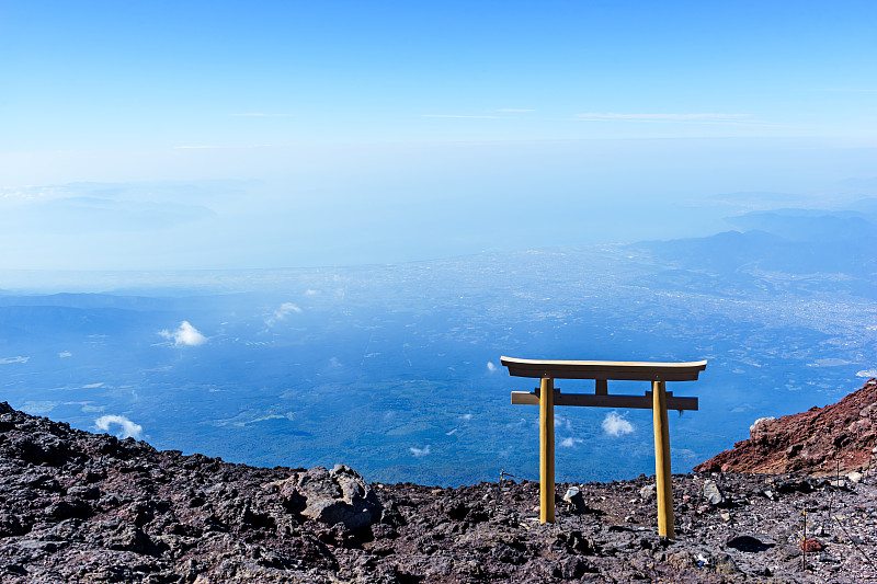 天空,富士山,鸟居,在上面,休闲活动,水平画幅,无人,骏河湾,夏天,户外