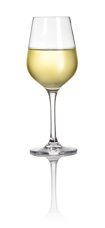 玻璃杯,白色背景,充满的,白葡萄酒,垂直画幅,葡萄酒,寒冷,无人,全景,含酒精饮料