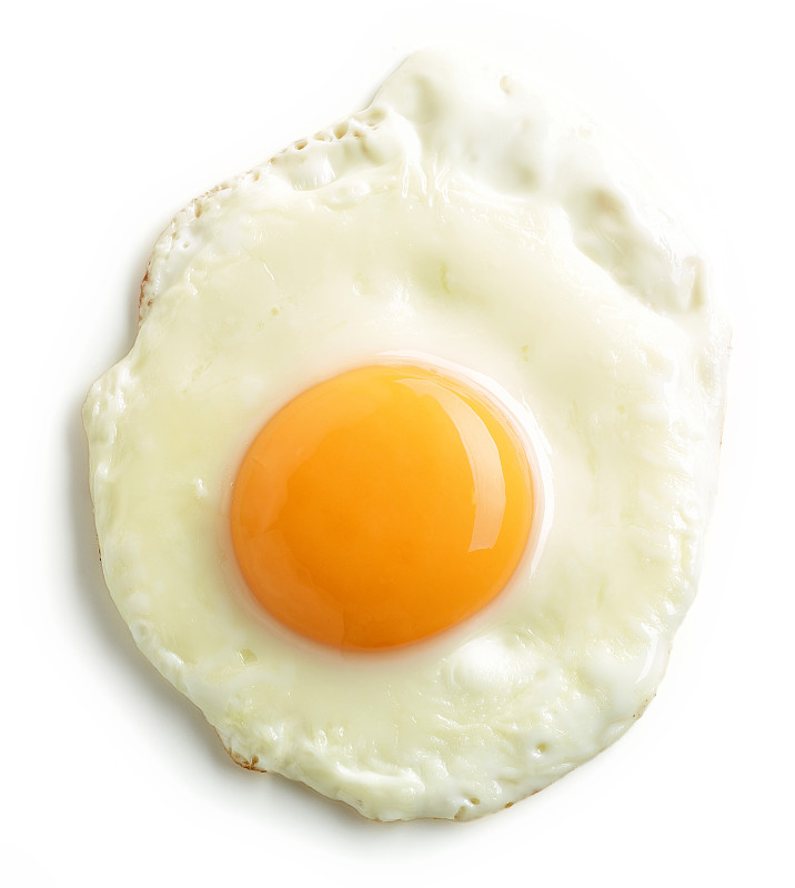 白色背景,煎蛋,垂直画幅,早餐,鸡蛋,无人,家禽,正上方视角,膳食,背景分离