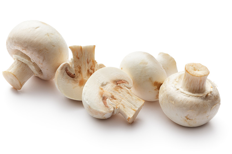 白蘑菇,蘑菇,白色背景,分离着色,食用菌,真菌,crimini,mushroom,水平画幅,素食,无人