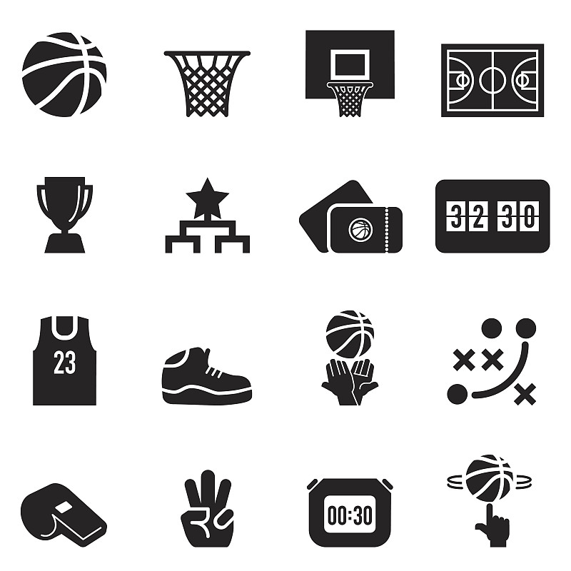 篮球运动,符号,黑色,篮球服,吹口哨,篮球框,口哨,篮子,记分板,秒表