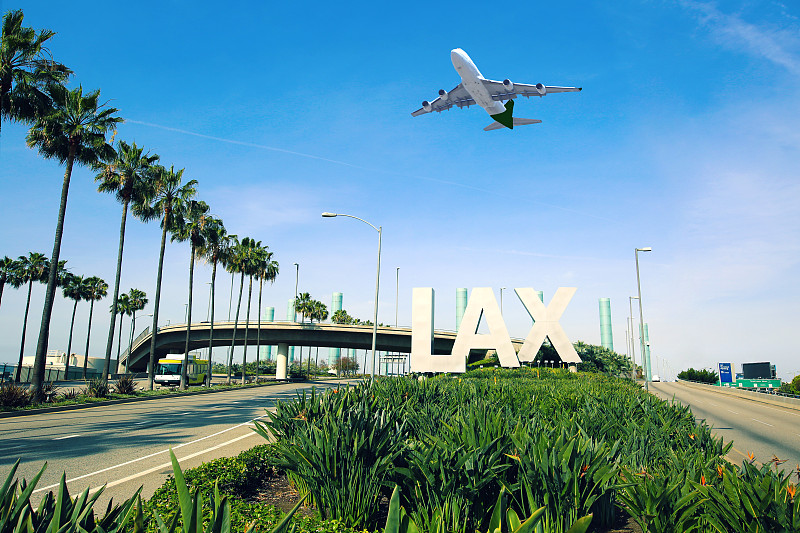 洛杉矶飞机场,洛杉矶县,洛杉矶,经济舱,著名景点,飞机,商用机,机场,高架道路,乘客
