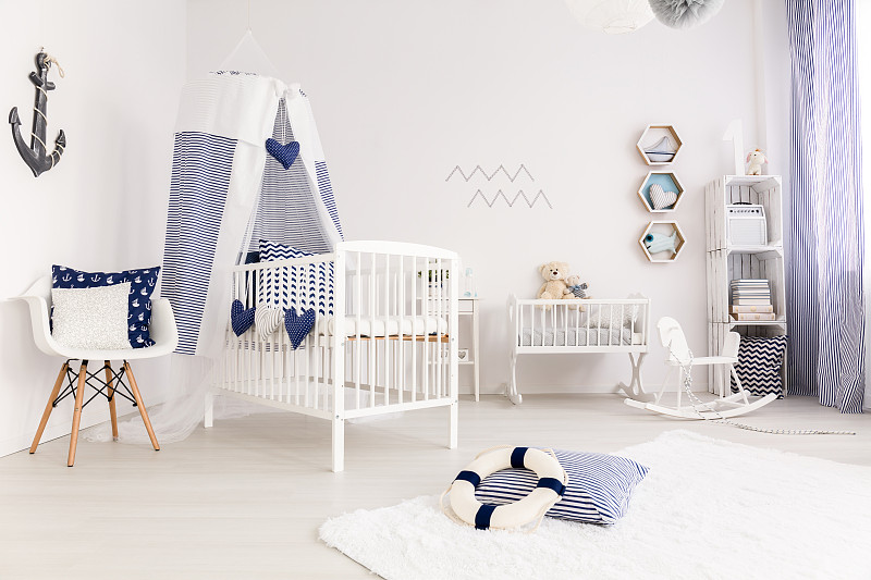婴儿床,天篷,儿童房,男女通用,水平画幅,想法,白色,条纹,男孩,宽的