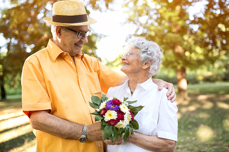 老年伴侣,公园,幸福,浪漫,70到90岁,情人节,老年人,周年纪念,老年女人,休闲活动