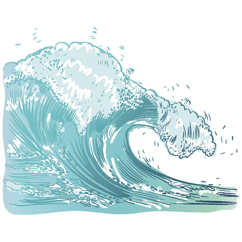 波浪,绘画插图,矢量,湿,卷着的,部分,清新,环境,海浪,模板