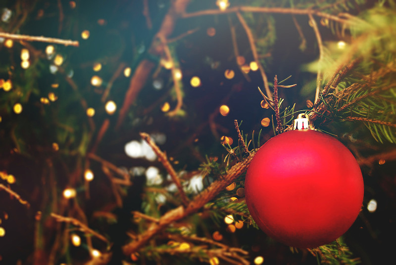 圣诞球,圣诞装饰,晚会,十二月,选择对焦,留白,水平画幅,夜晚,无人