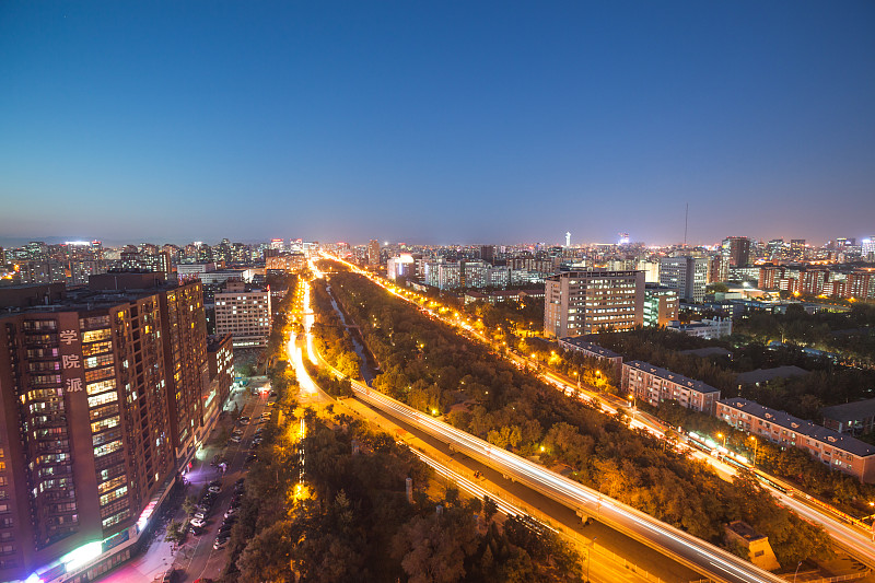 北京,夜晚,海淀区,天空,人造的,水平画幅,交通,户外,灯,都市风景