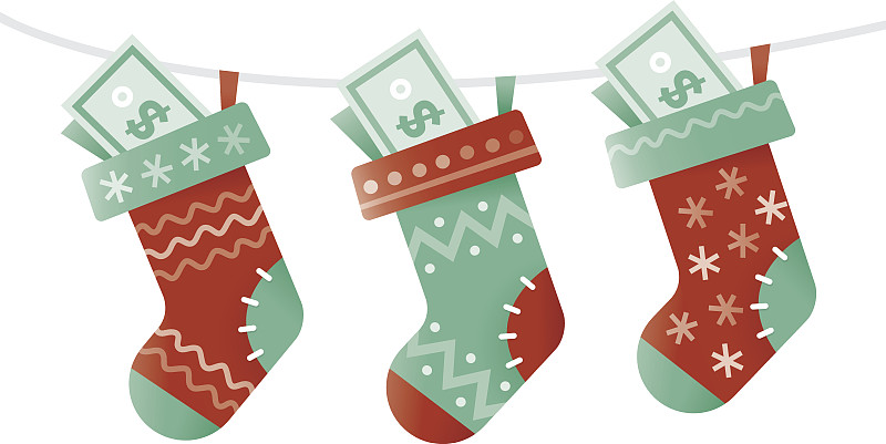 袜子,商务,概念,新的,圣诞长袜,储蓄,圣诞老人,银行帐户