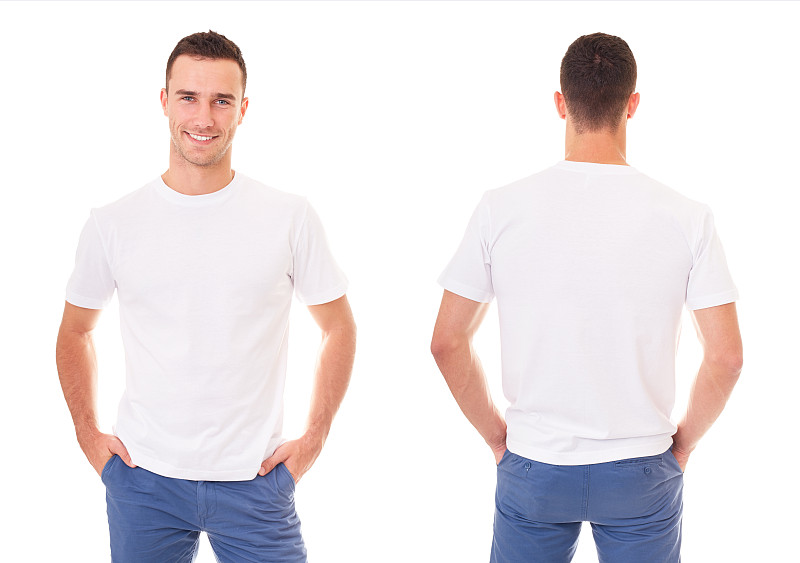 t恤,男人,白色,幸福,白人,衬衫,正面视角,后背,背面视角,身材矮小