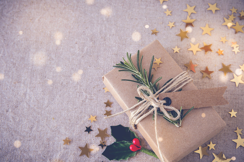 包装纸,环境,圣诞礼物,自己动手,环境保护,礼物,留白,褐色,水平画幅