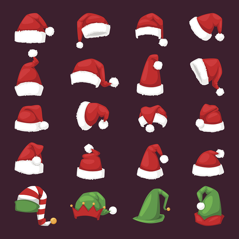 帽子,绘画插图,矢量,圣诞老公,圣诞帽,小精灵,鸭舌帽,顶部,派对帽