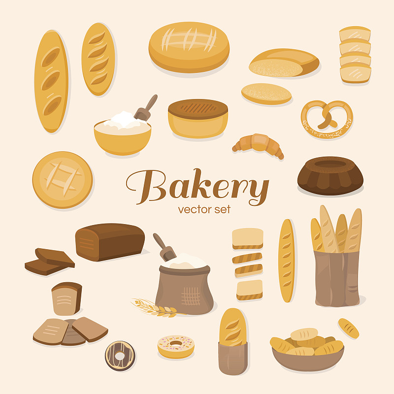 面包店,粗麦面包,面包,法式长棍面包,肉馅饼,长面包,糕点面团,美味馅饼,牛角面包,小甜面包