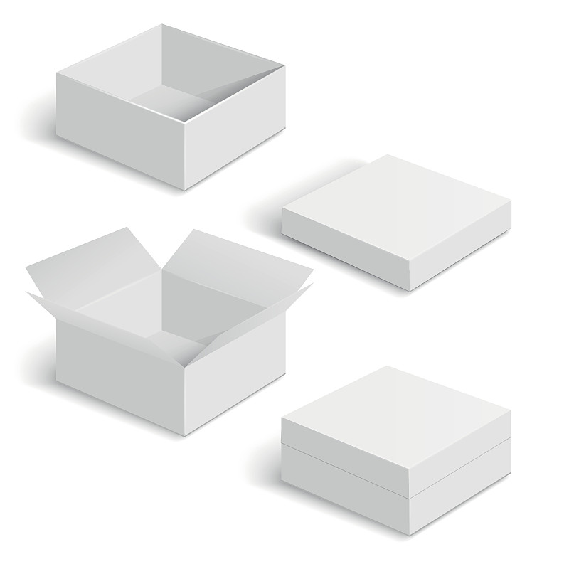 盒子,白色,正方形,矢量,方形画幅,纸盒,开着的,包装,板条箱,贮藏室