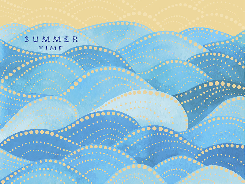 波浪,夏天,蓝色,文字,装饰品,水彩颜料,沙子,水彩画颜料,海岸线,斑点