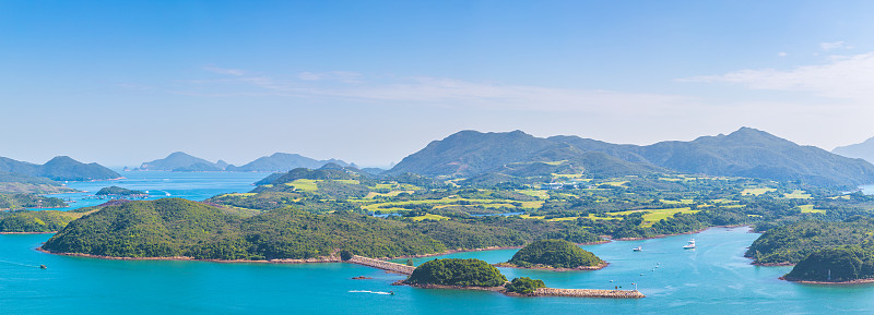 高尔夫球杆,田园风光,水平画幅,人,山,乡村,蓝色,全景,早晨,自然