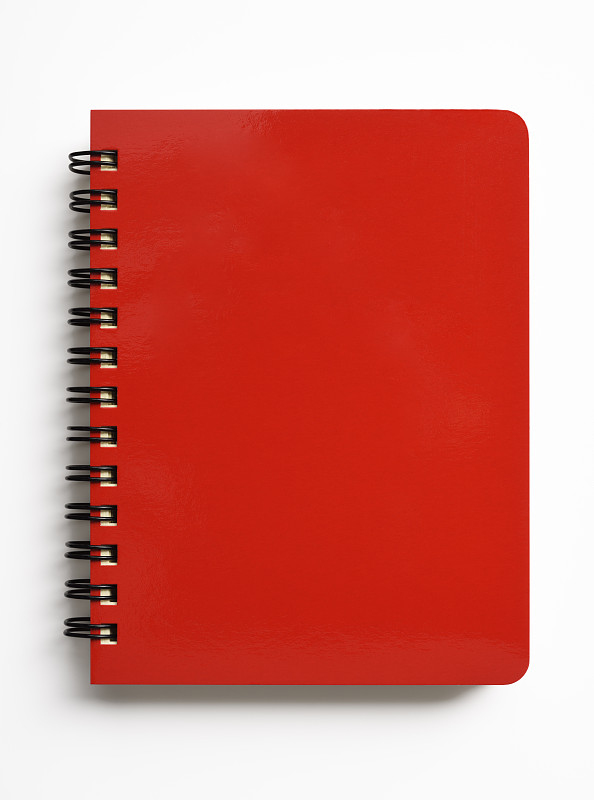 螺旋记事本,红色,白色背景,关闭的,分离着色,小酒杯,日记,笔记本,个人备忘录,教科书
