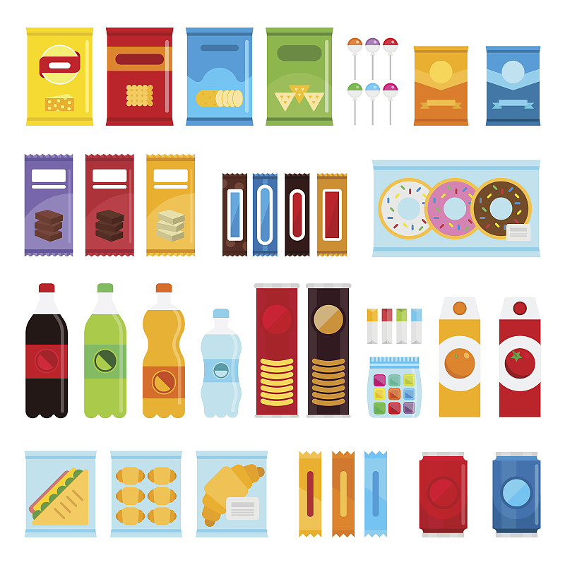 自动售货机,商品,组物体,易拉罐,绘画插图,符号,牛角面包,膳食,法式食品,果汁
