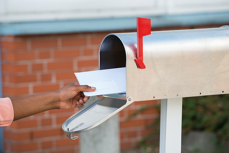 信函,邮筒,水平画幅,邮政工作人员,递送人员,手,盒子,非裔美国人,信封