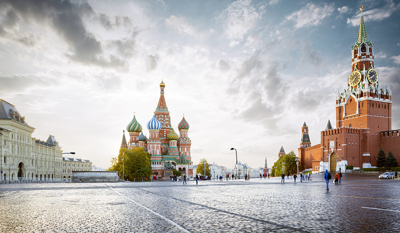 莫斯科,俄罗斯,红场,全景,水平画幅,古城,旅行者,户外,钟,都市风景