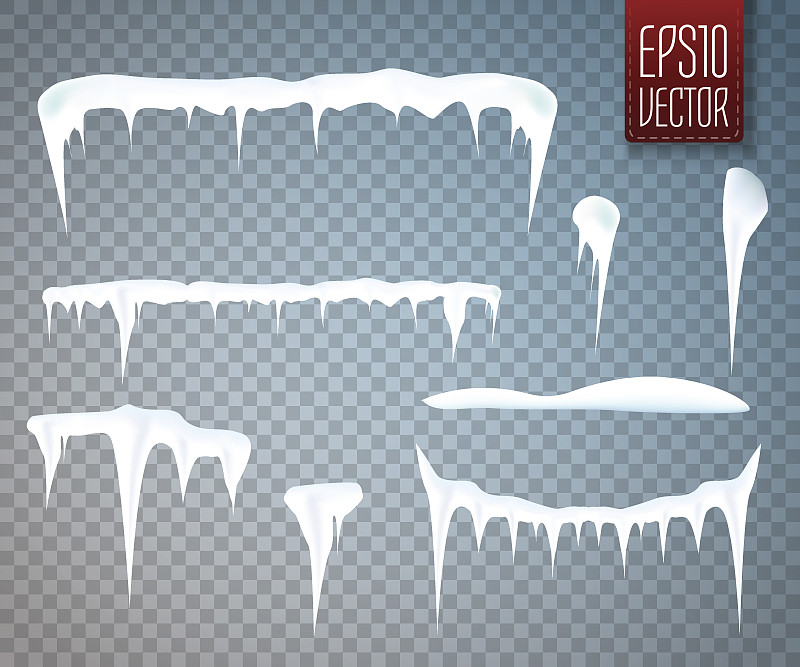 冰柱,雪,矢量,透明,背景,分离着色,雪堆,冰,雪球,冻结的
