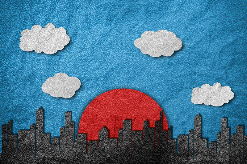 天空,蓝色,城市,太阳,云,建筑外部,红色,卡通,城镇,塔
