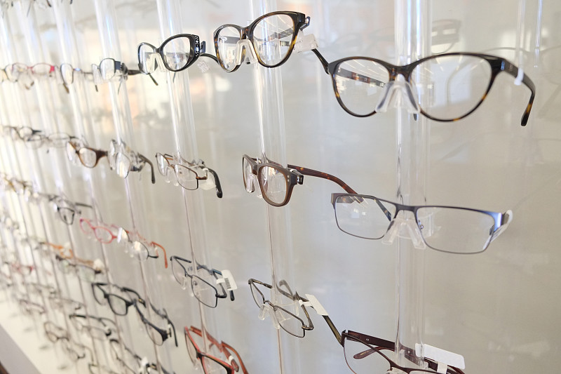眼镜,边框,商品,零售展示,成一排,水平画幅,无人,长的,短的,相框