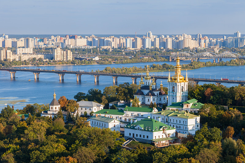 第聂伯河,乌克兰,基辅,拉夫拉,都市风景,索非亚,穹顶,东正教,天空