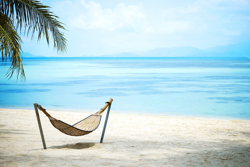帕安岛,泰国,天体海滩,吊床,天堂,沙子,海滩,绿松石色,棕榈树,完美