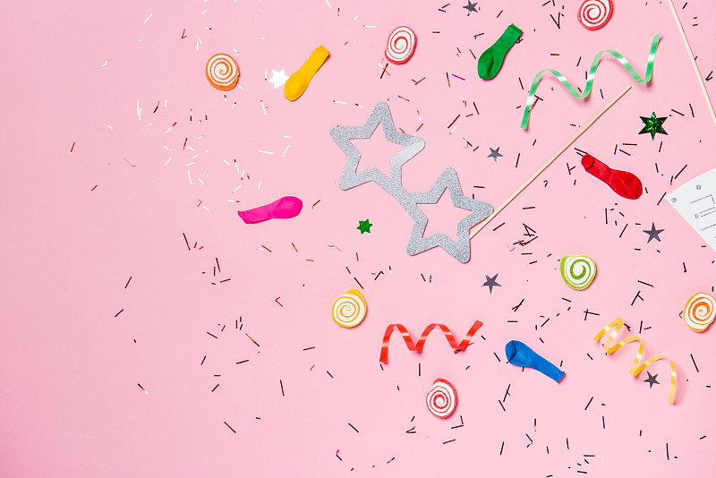 粉色背景,色彩鲜艳,糖果,组物体,选择对焦,留白,水平画幅,新年,生日