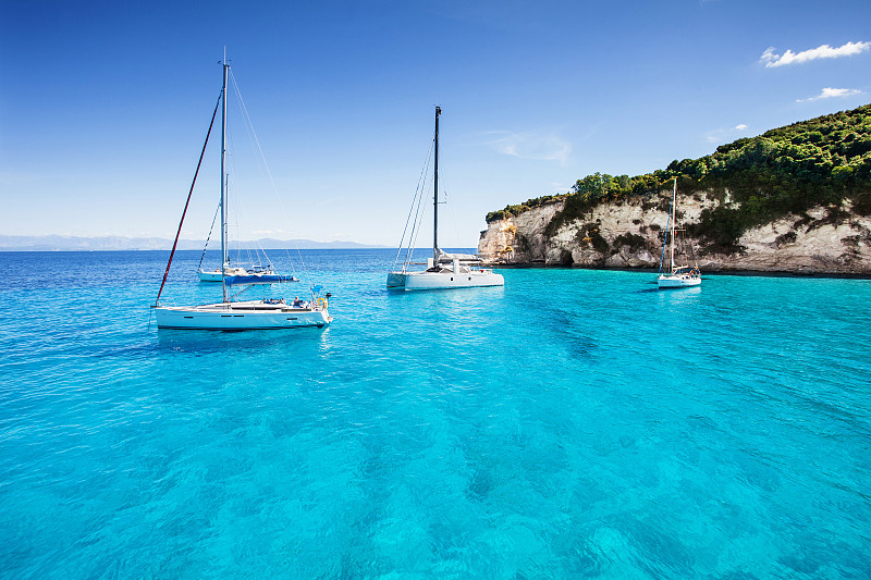 希腊,自然美,海湾,水,天空,休闲活动,夏天,海滩,热带气候,游艇